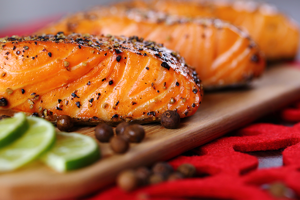 Up close image of cooked salmon, a fatty fish that has anti-inflammatory properties